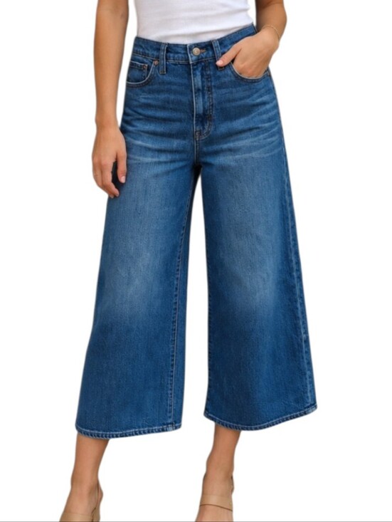 Madewell Denim - Madewell G7204 Bainbridge Wide-Leg Crop Blue Denim Jeans   Women Size 27